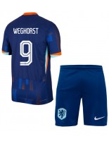 Holandsko Wout Weghorst #9 Venkovní dres pro děti ME 2024 Krátký Rukáv (+ trenýrky)